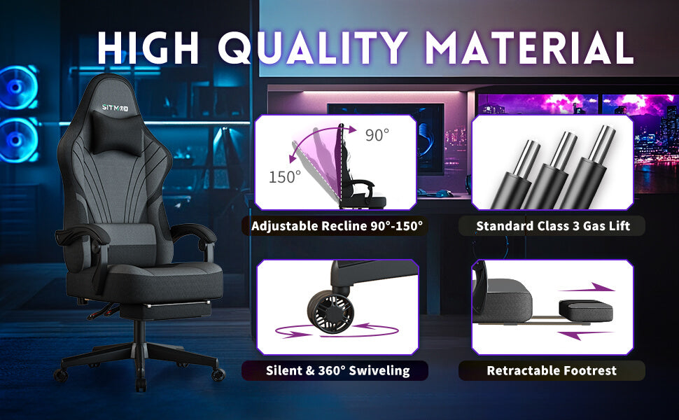 Gaming Chair with Headrest and Lumbar Support