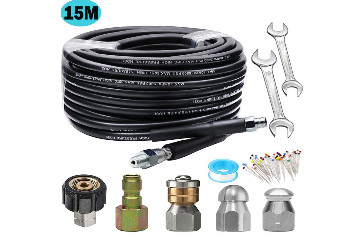 Drain/Pipe Cleaning Kit for Pressure Washers 15m