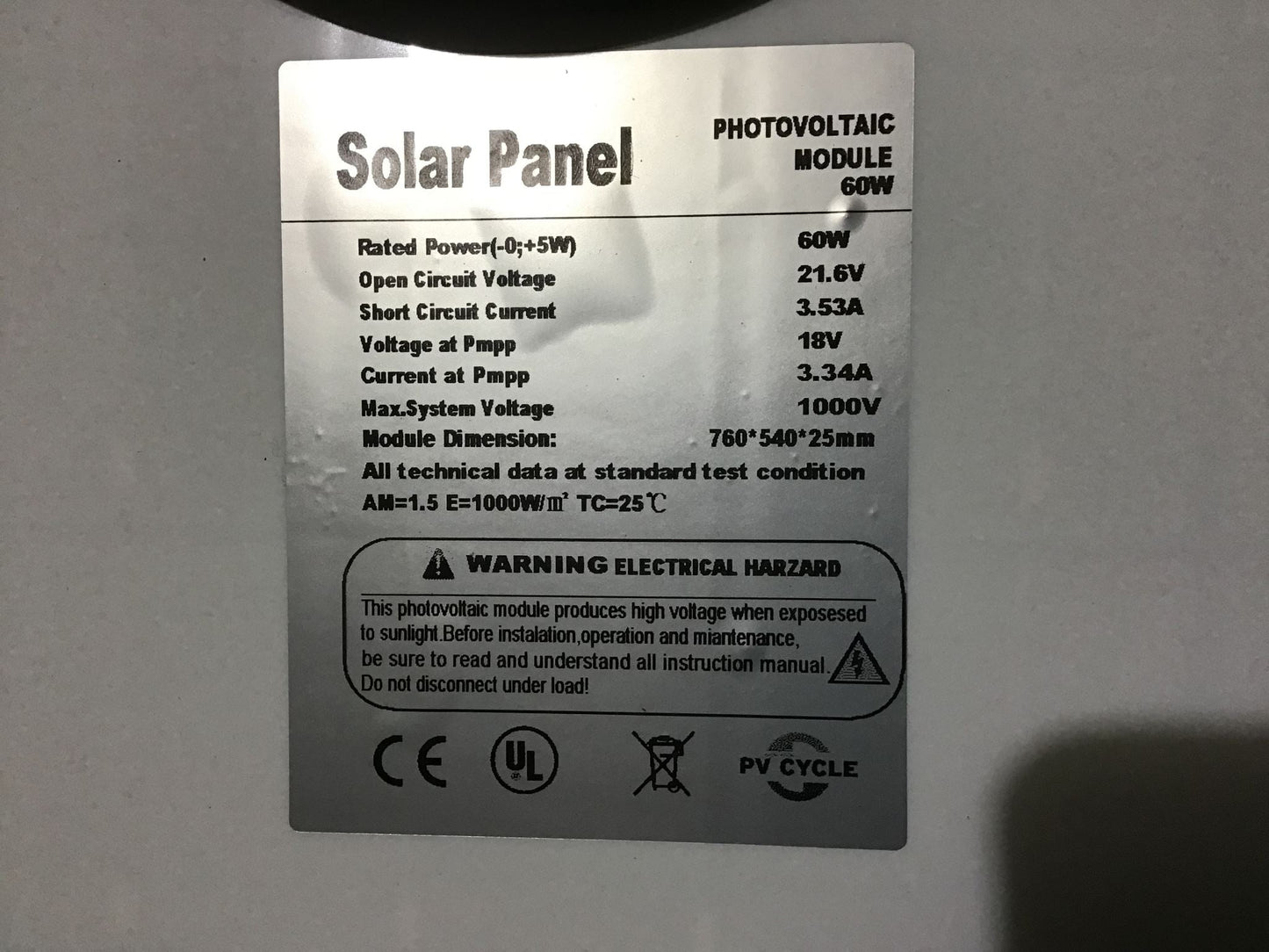 Solar Panel 60W for motorhome