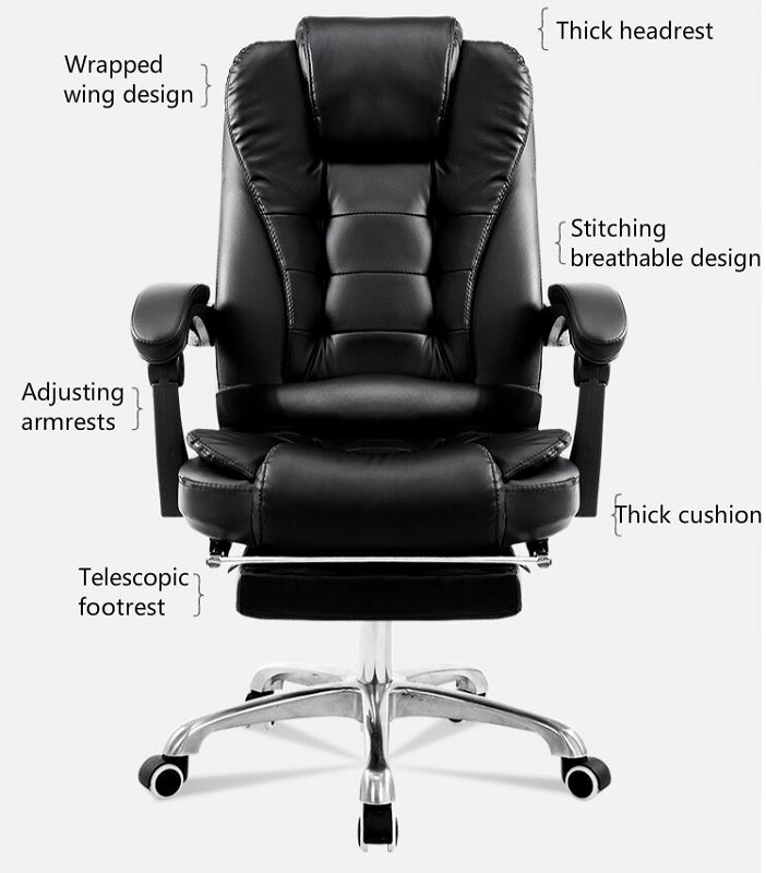 Ergonomic Gaming Office Chair – Adjustable PU Leather Computer Chair, Black