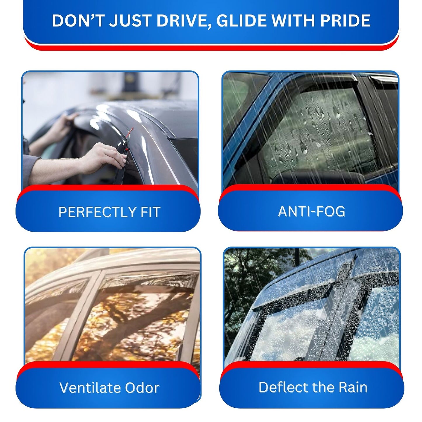 Door Visor / Weather Shield / Monsoon Guard To Suit Toyota HILUX 2015-2021