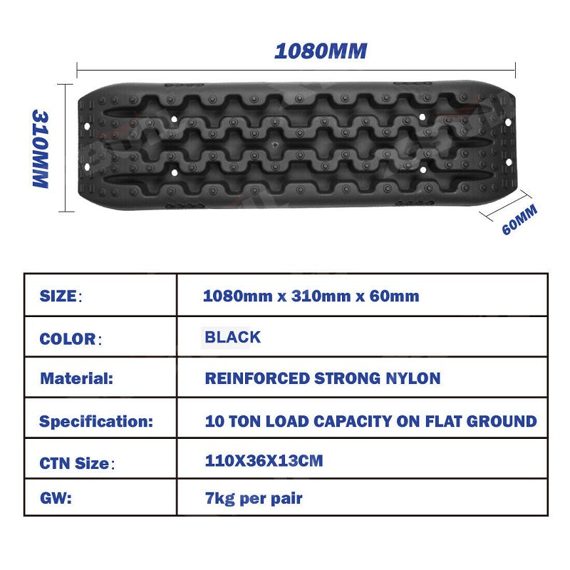 Recovery Tracks X-BULL – 3rd Gen Traction Boards for Sand Mud Snow 4WD Black