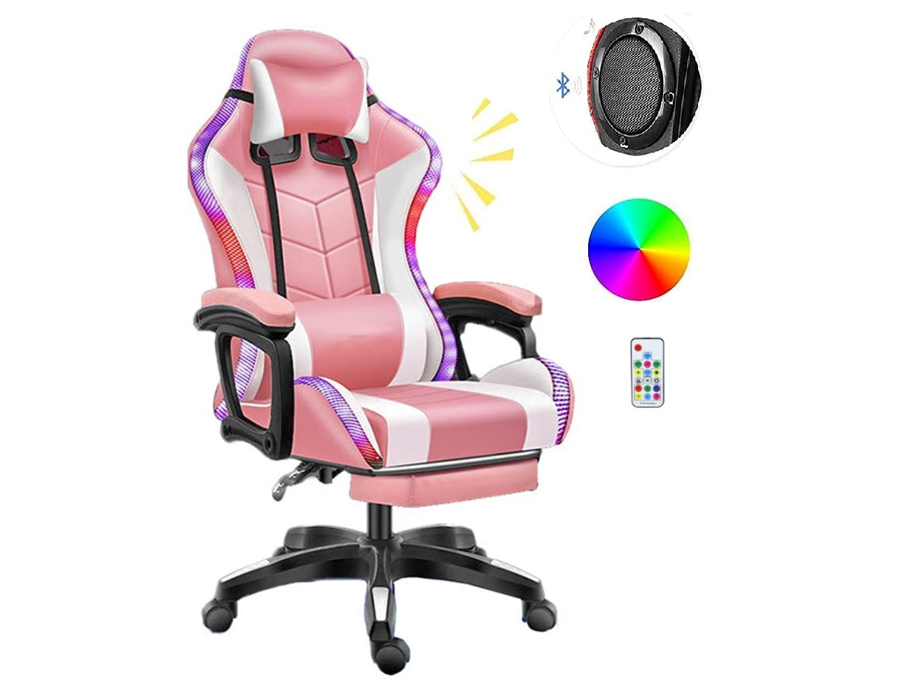 Gaming Chair with Footrest – RGB Gaming Chair with Speakers & Lights