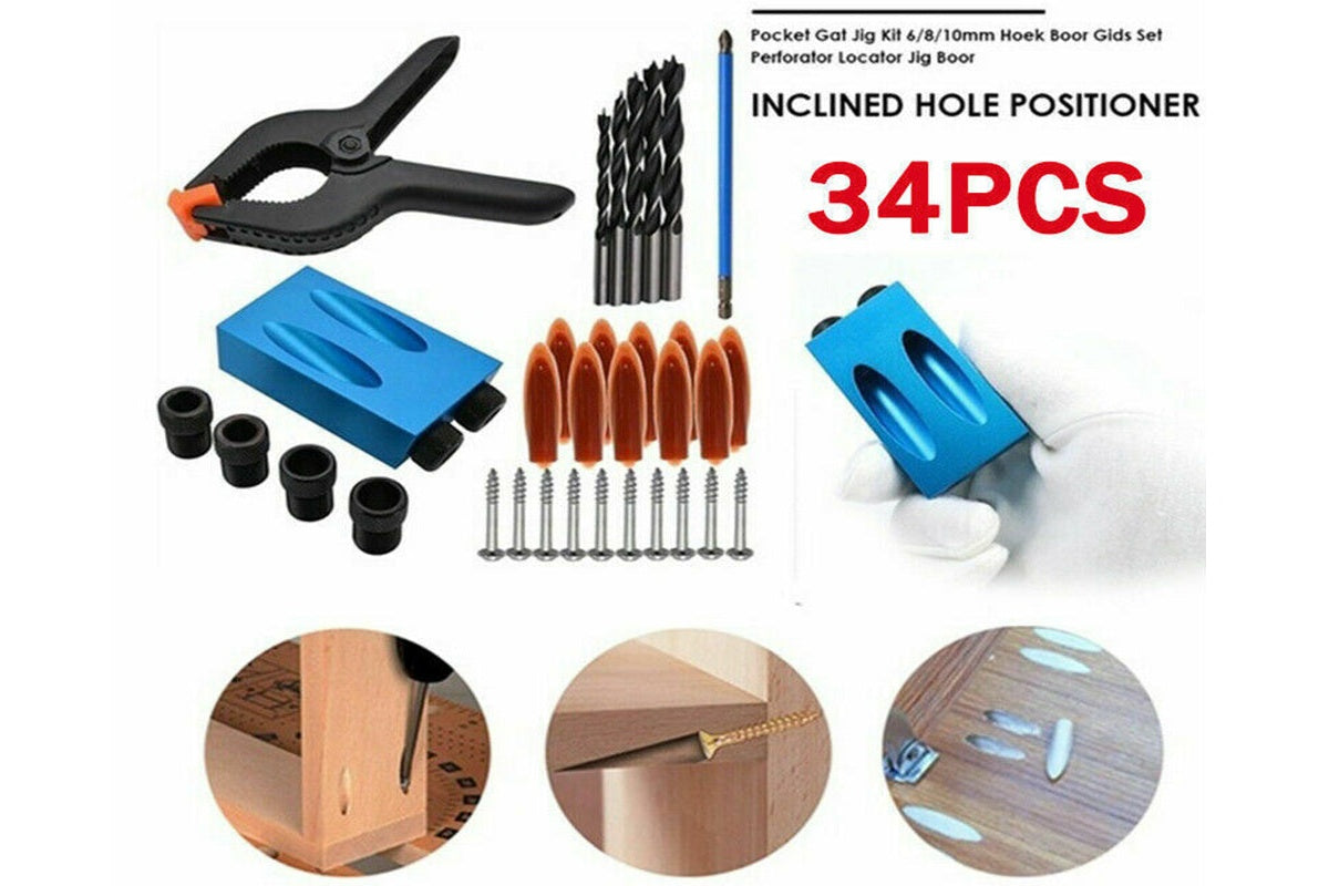 Pocket Hole Jig Kit Dowel Drill Joinery Screw Kit